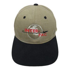 Inter Pac Embroidered Logo Tuck Strap Cap Trucker Baseball Hat Taupe Black